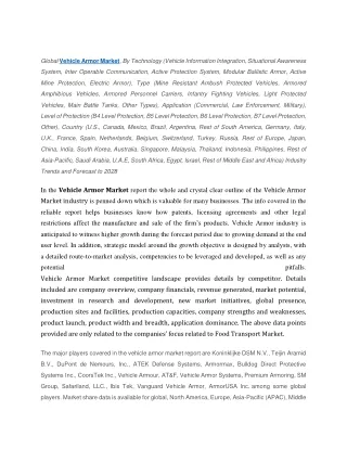 global vehicle armor market by technology vehicle