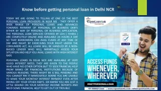 Know before getting personal loan in Delhi NCR