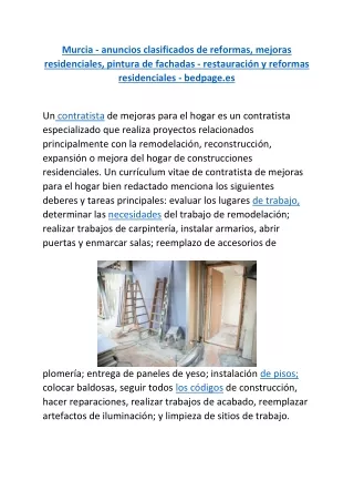 Murcia - anuncios clasificados de reformas, mejoras residenciales, pintura de fachadas - restauración y reformas residen