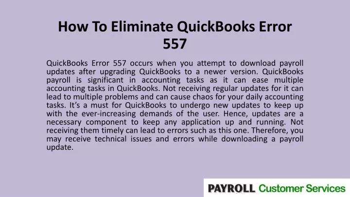 how to eliminate quickbooks error 557