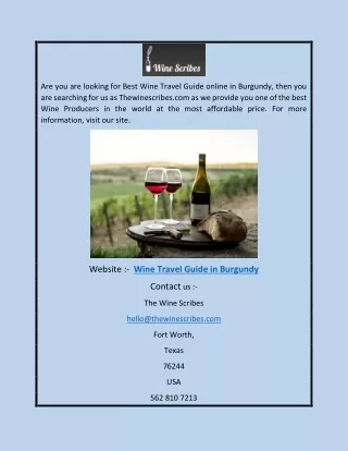 Wine Travel Guide in Burgundy | Thewinescribes.com