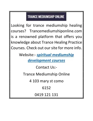 Spiritual Mediumship Development Courses | Trancemediumshiponline.com