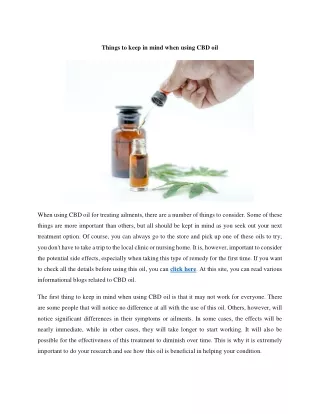 things to keep in mind when using cbd oil
