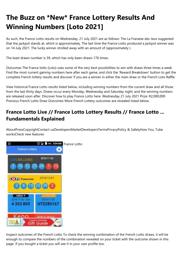 the buzz on new france lottery results