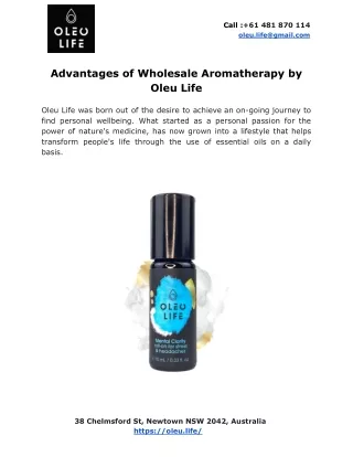 Advantages of Wholesale Aromatherapy by Oleu Life