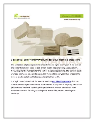 3 Must-have Eco Friendly Products for your Home & Occasions