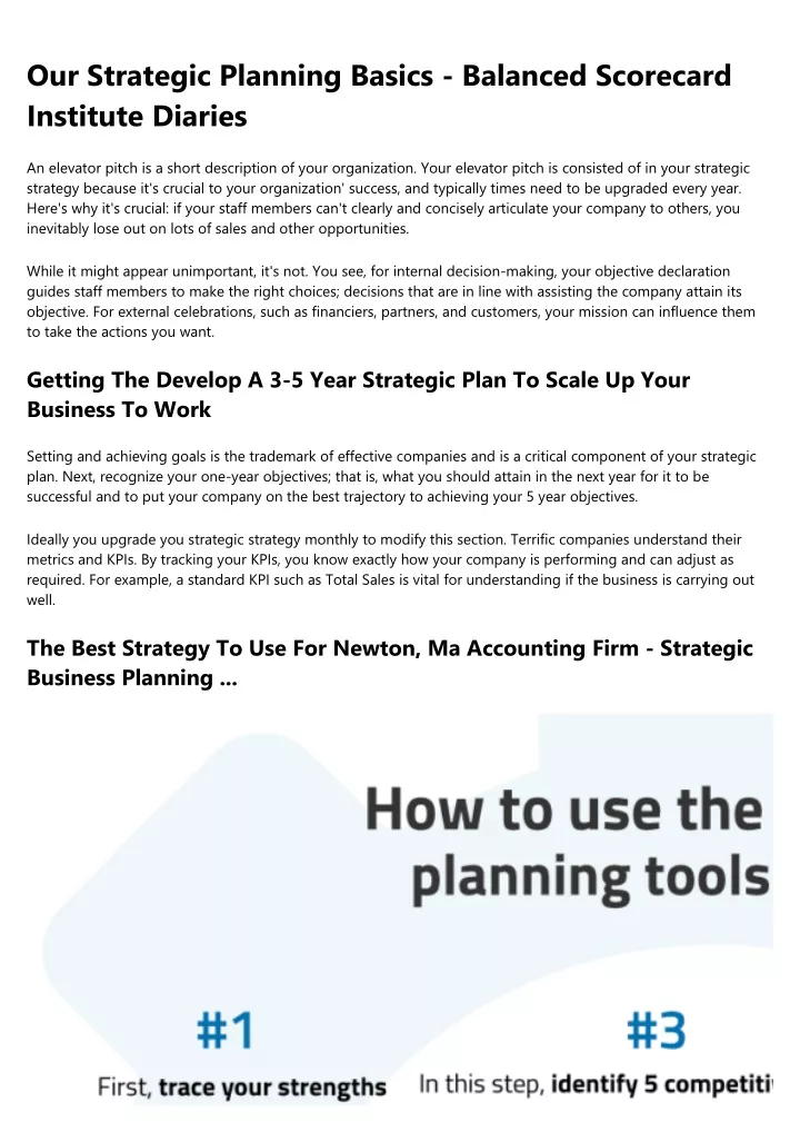 our strategic planning basics balanced scorecard