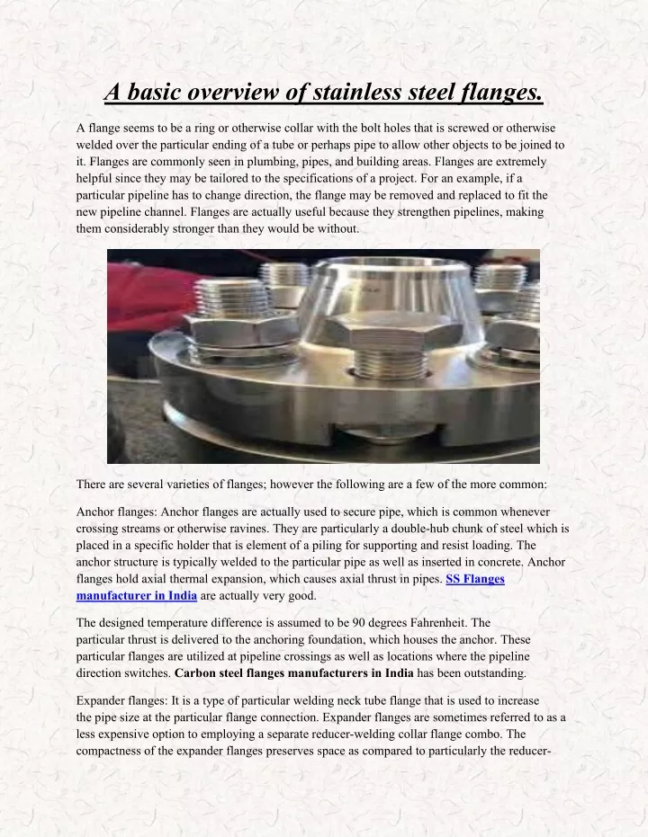 a basic overview of stainless steel flanges