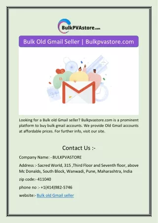 bulk old gmail seller bulkpvastore com