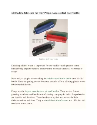 Methods to take care for your Pexpo stainless steel water bottle