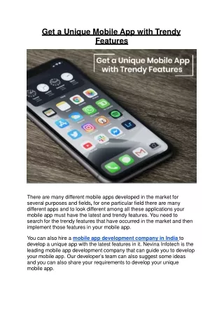 get a unique mobile app with trendy features