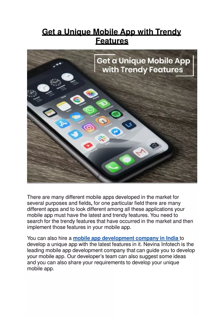 get a unique mobile app with trendy features