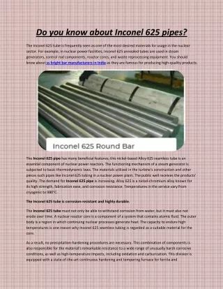 Do you know about Inconel 625 pipes