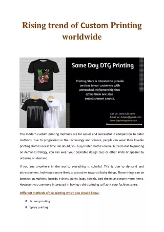rising trend of custom printing worldwide