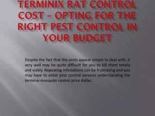 terminix rat control cost – Opting for the right pest control in your budget