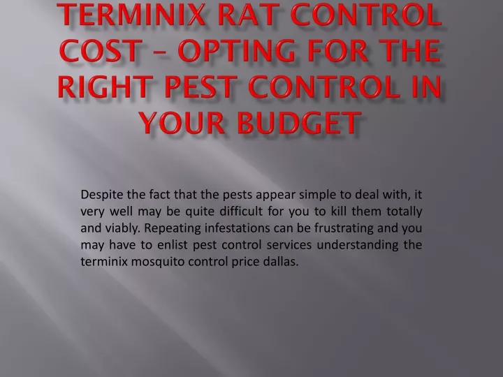 terminix rat control cost opting for the right pest control in your budget