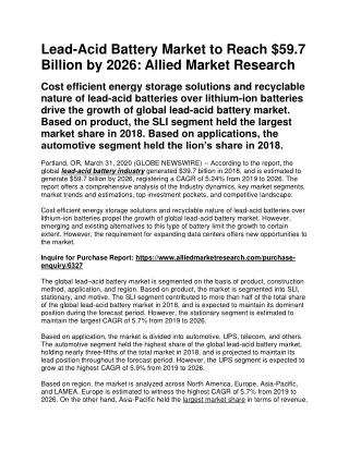 Lead-Acid Battery Market