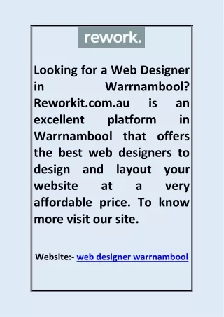 Web Designer Warrnambool Reworkit.com.au