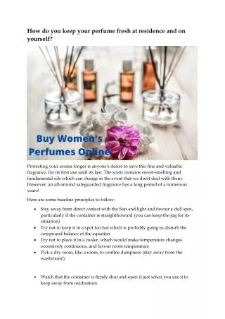 how do you keep your perfume fresh at residence