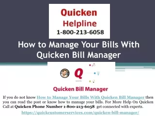 how to manage your bills with quicken bill manager