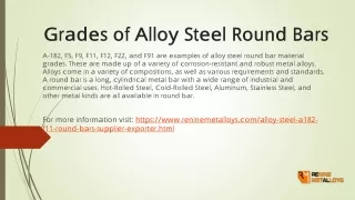 Grades of Alloy Steel Round Bars