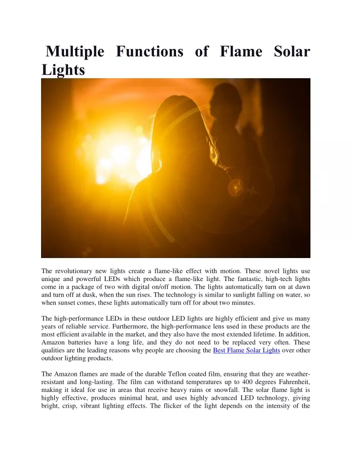 multiple functions of flame solar lights