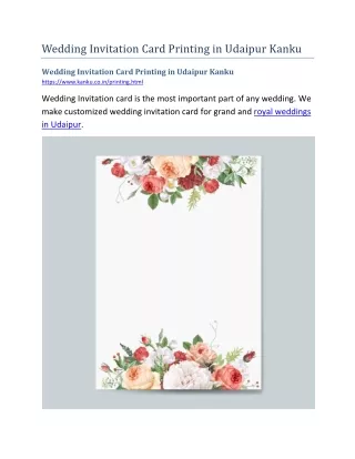Wedding Invitation Card Printing in Udaipur Kanku