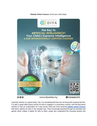 robotic online classes enrol your child today