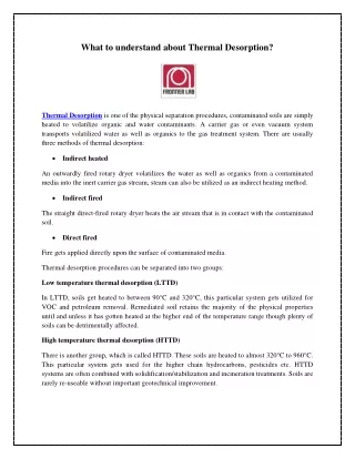 what to understand about thermal desorption