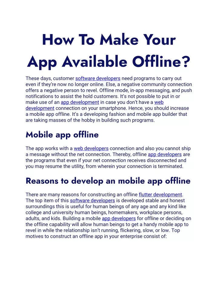 how to make your app available offline