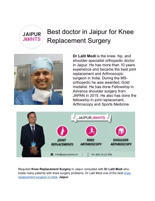 Best doctor in Jaipur for Knee Replacement Surgery