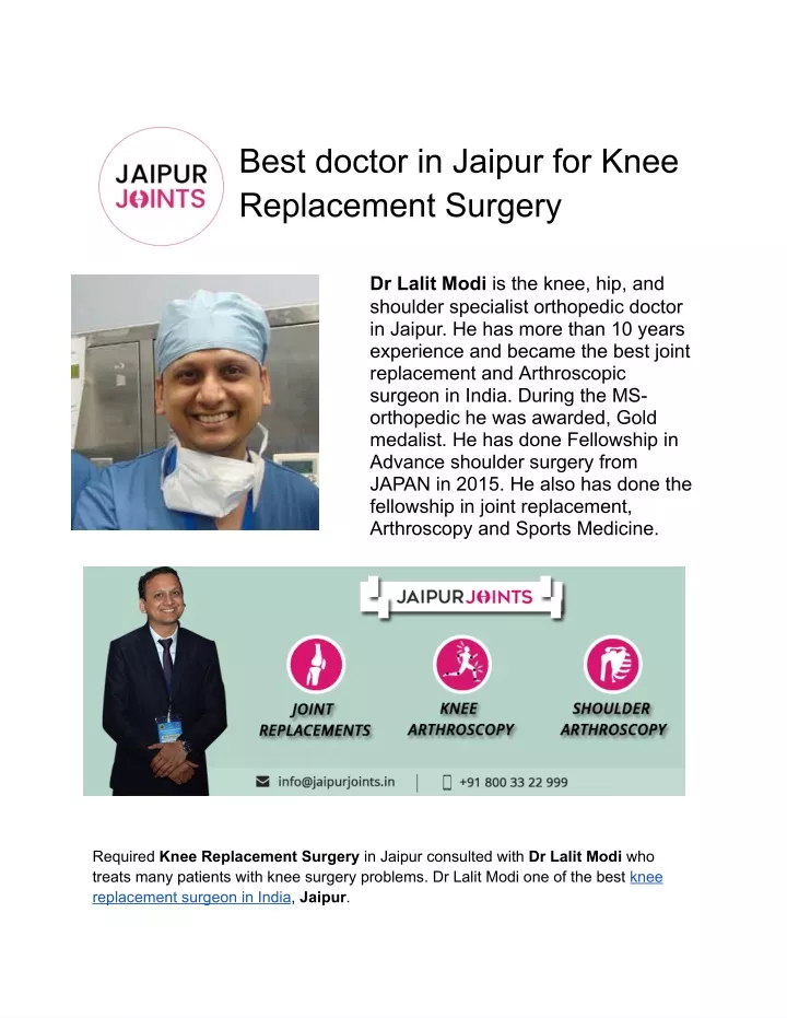 best doctor in jaipur for knee replacement surgery