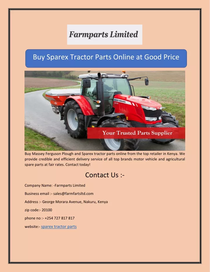 buy sparex tractor parts online at good price