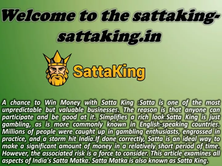 welcome to the sattaking sattaking in