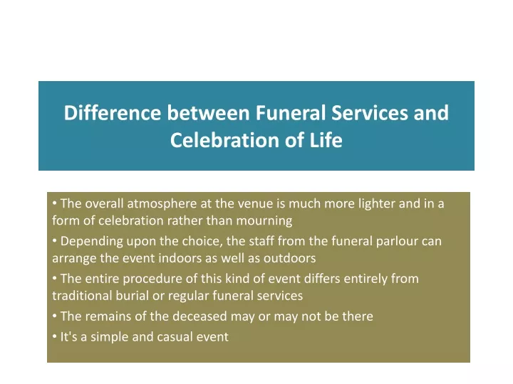 difference between funeral services and celebration of life
