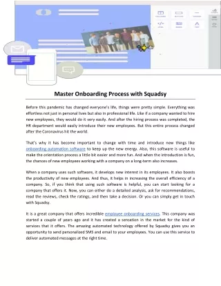 master onboarding process with squadsy