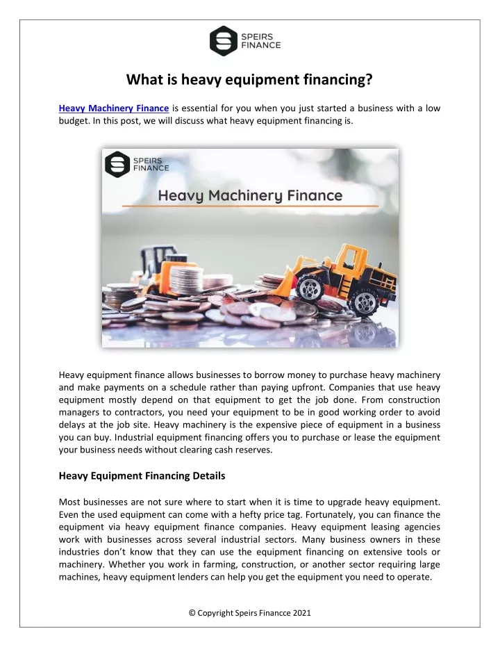 what is heavy equipment financing
