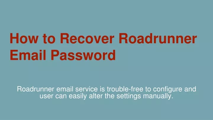 how to recover roadrunner email password