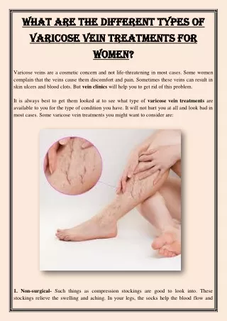 What are the Different Types of Varicose Vein Treatments for Women