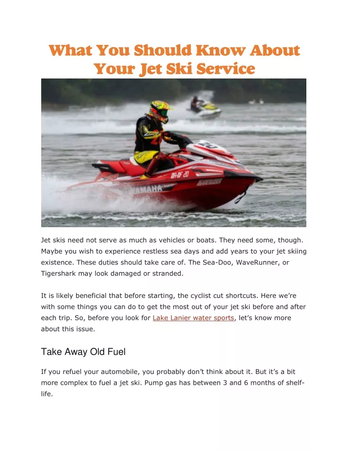 what you should know about your jet ski service