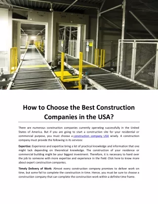 How to Choose the Best Construction Companies in the USA