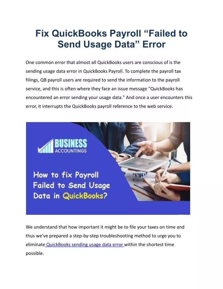 fix quickbooks payroll failed to send usage data