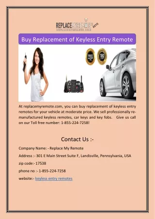 Buy Replacement of Keyless Entry Remote