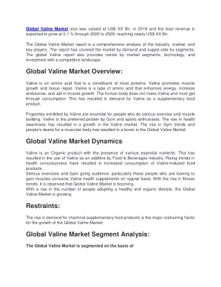 global valine market size was valued
