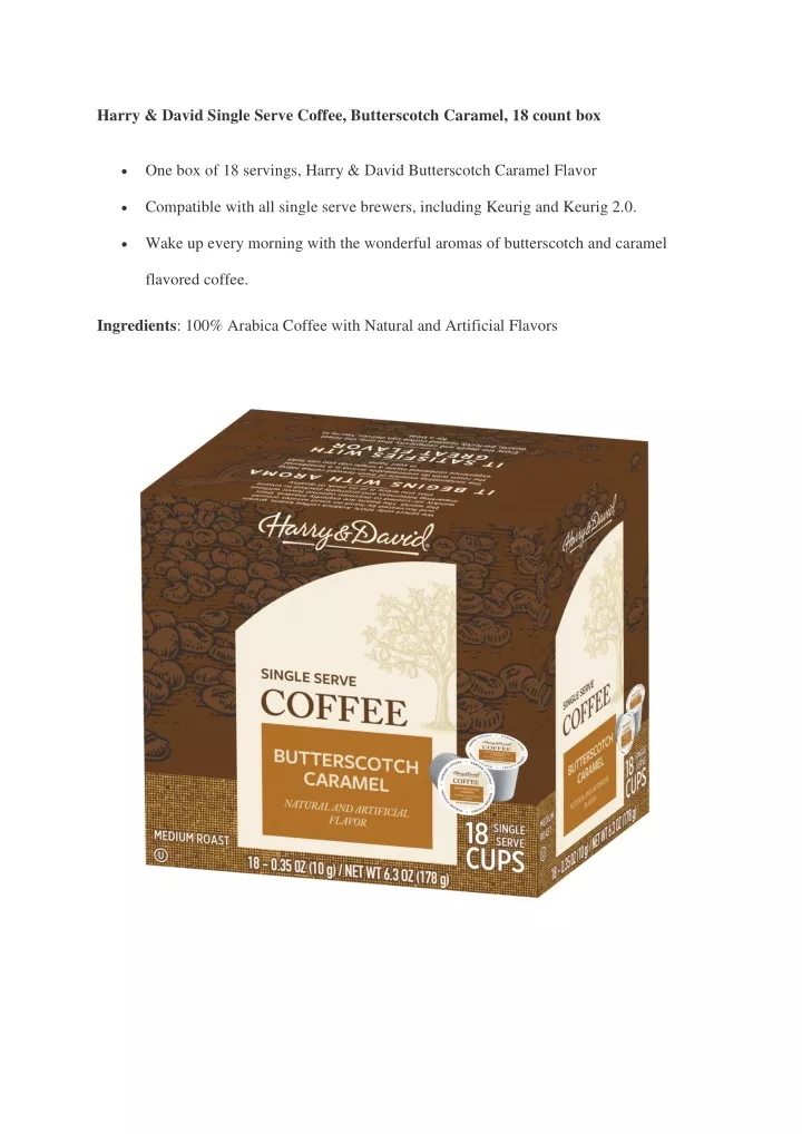 harry david single serve coffee butterscotch