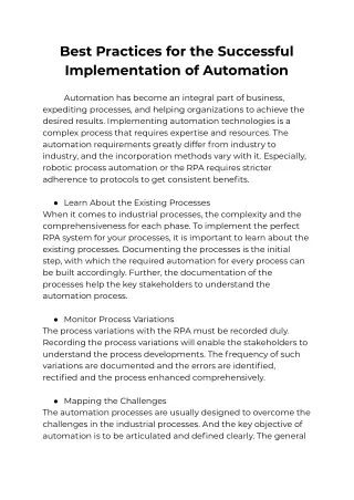 best practices for the successful implementation