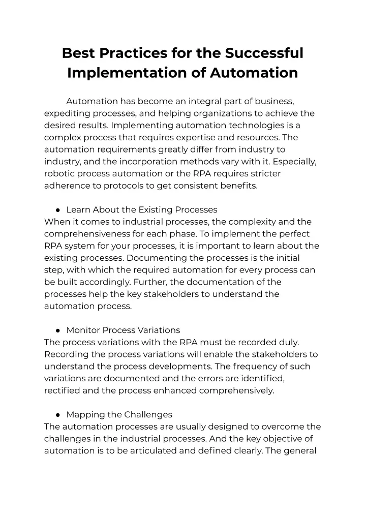 best practices for the successful implementation