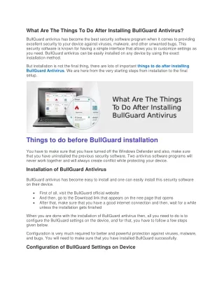 What Are The Things To Do After Installing BullGuard Antivirus?