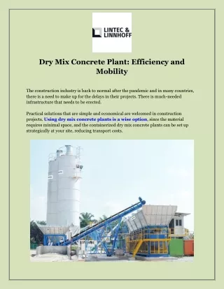 dry mix concrete plant efficiency and mobility