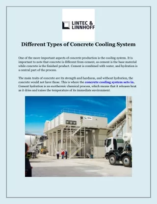 different types of concrete cooling system